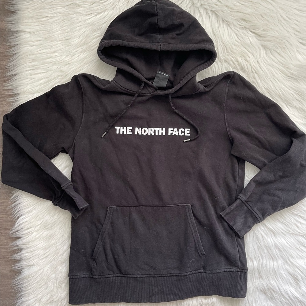 The North Face Hoodie Hooded Sweatshirt spell out black White Size small